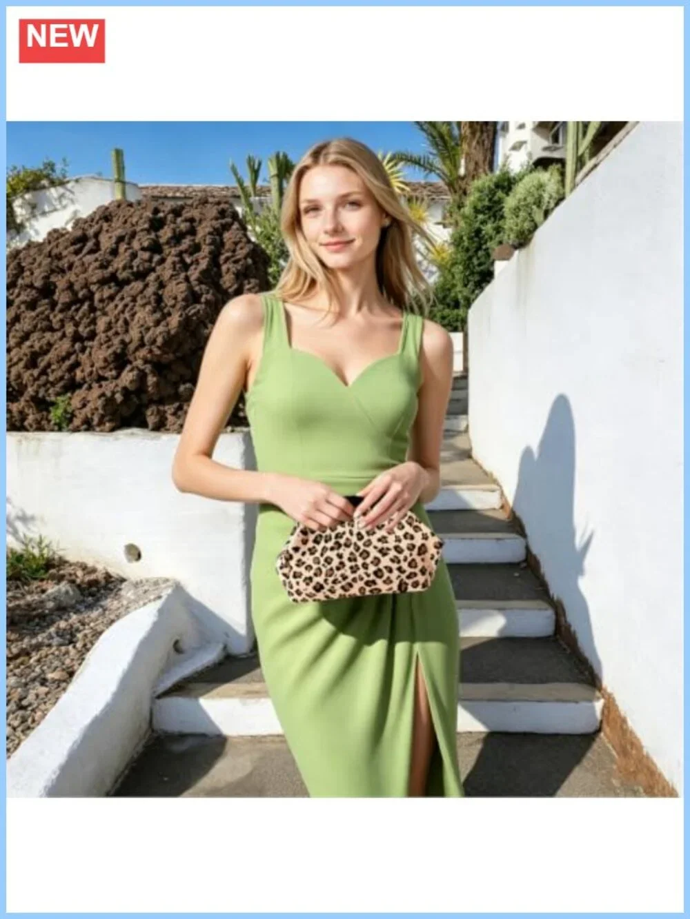Women's Leopard Print Clutch Purse - Knit Evening Handbag with Magnetic Closure